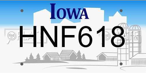 HNF618 Iowa License Plate