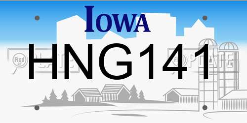 HNG141 Iowa License Plate