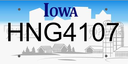 HNG4107 Iowa License Plate