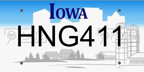 HNG411 Iowa License Plate