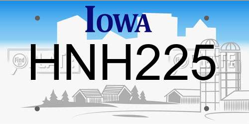 HNH225 Iowa License Plate
