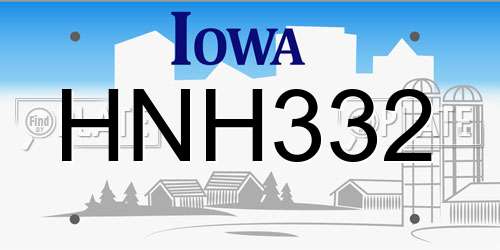 HNH332 Iowa License Plate
