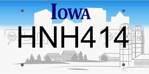 HNH414 Iowa License Plate