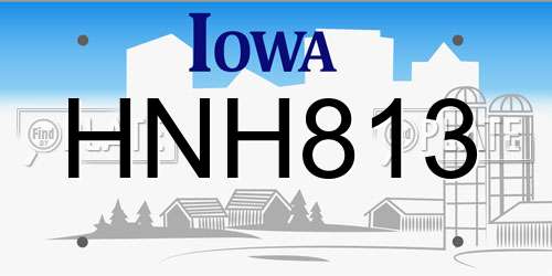 HNH813 Iowa License Plate