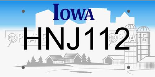HNJ112 Iowa License Plate
