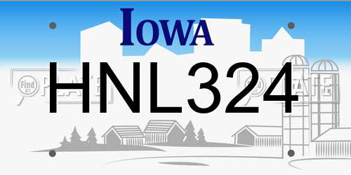 HNL324 Iowa License Plate