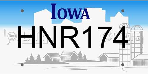 HNR174 Iowa License Plate