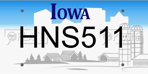 HNS511 Iowa License Plate