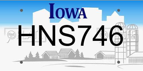 HNS746 Iowa License Plate