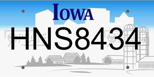 HNS8434 Iowa License Plate