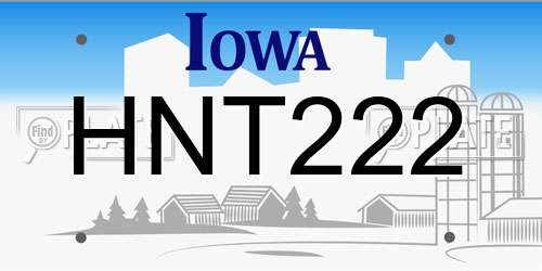 HNT222 Iowa License Plate