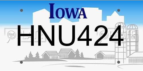 HNU424 Iowa License Plate