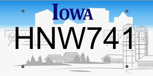 HNW741 Iowa License Plate