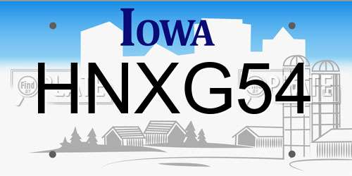 HNXG54 Iowa License Plate