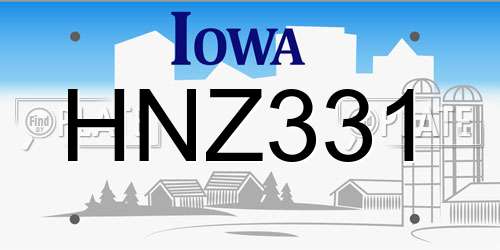 HNZ331 Iowa License Plate
