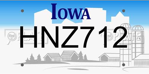 HNZ712 Iowa License Plate