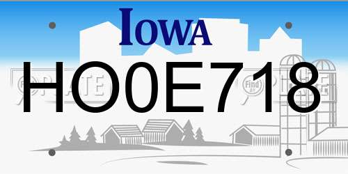 HO0E718 Iowa License Plate