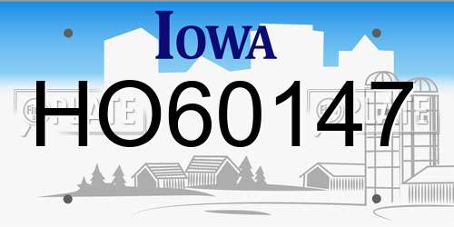 HO60147 Iowa License Plate