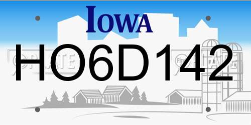 HO6D142 Iowa License Plate