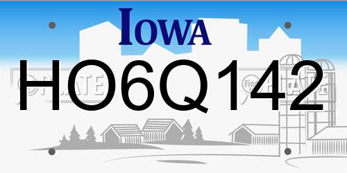 HO6Q142 Iowa License Plate