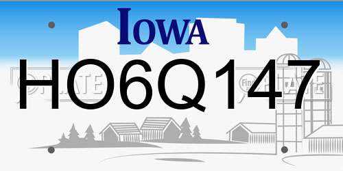 HO6Q147 Iowa License Plate