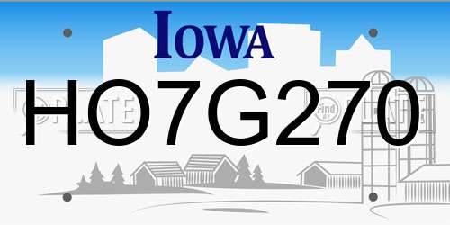 HO7G270 Iowa License Plate