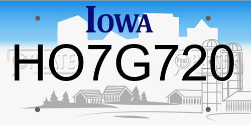 HO7G720 Iowa License Plate
