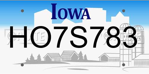 HO7S783 Iowa License Plate