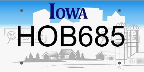 HOB685 Iowa License Plate