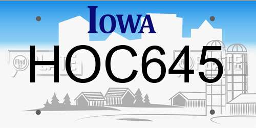 HOC645 Iowa License Plate