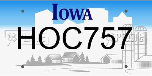HOC757 Iowa License Plate