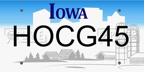 HOCG45 Iowa License Plate