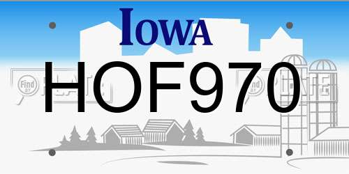 HOF970 Iowa License Plate