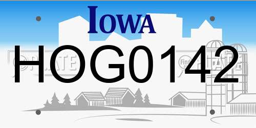 HOG0142 Iowa License Plate