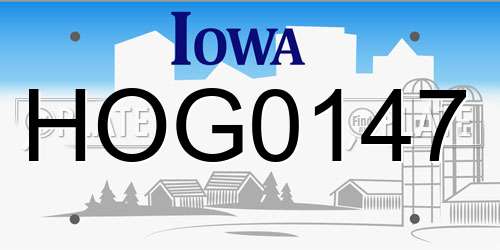 HOG0147 Iowa License Plate