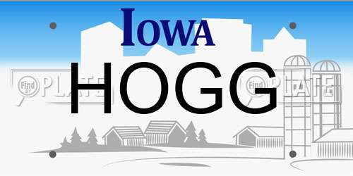 HOGG Iowa License Plate