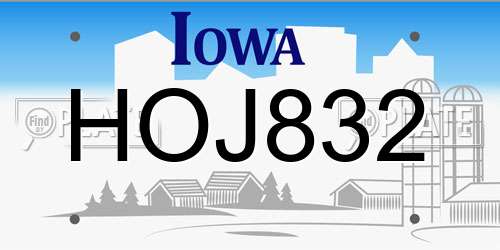 HOJ832 Iowa License Plate