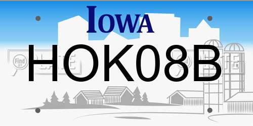 HOK08B Iowa License Plate