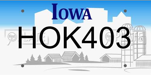 HOK403 Iowa License Plate