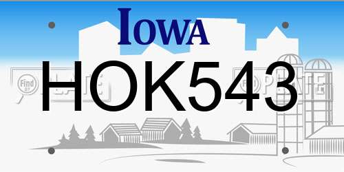 HOK543 Iowa License Plate