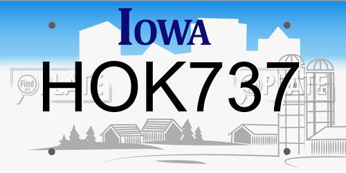 HOK737 Iowa License Plate