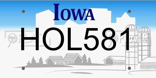 HOL581 Iowa License Plate