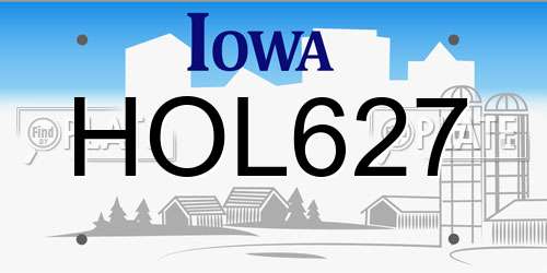 HOL627 Iowa License Plate