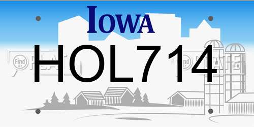 HOL714 Iowa License Plate