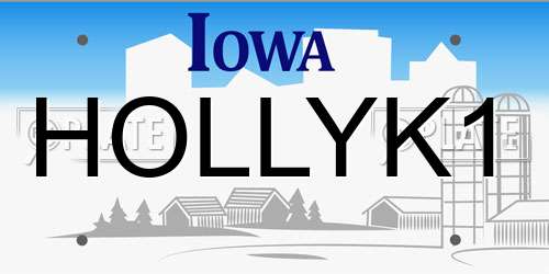 HOLLYK1 Iowa License Plate