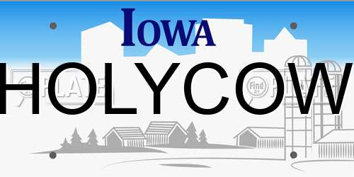 HOLYCOW Iowa License Plate