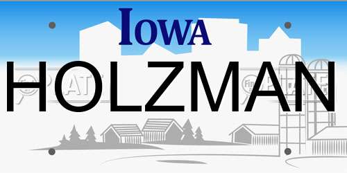 HOLZMAN Iowa License Plate