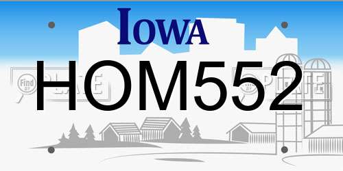 HOM552 Iowa License Plate