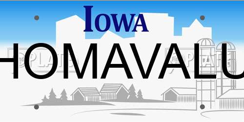 HOMAVALU Iowa License Plate