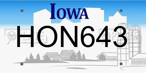 HON643 Iowa License Plate